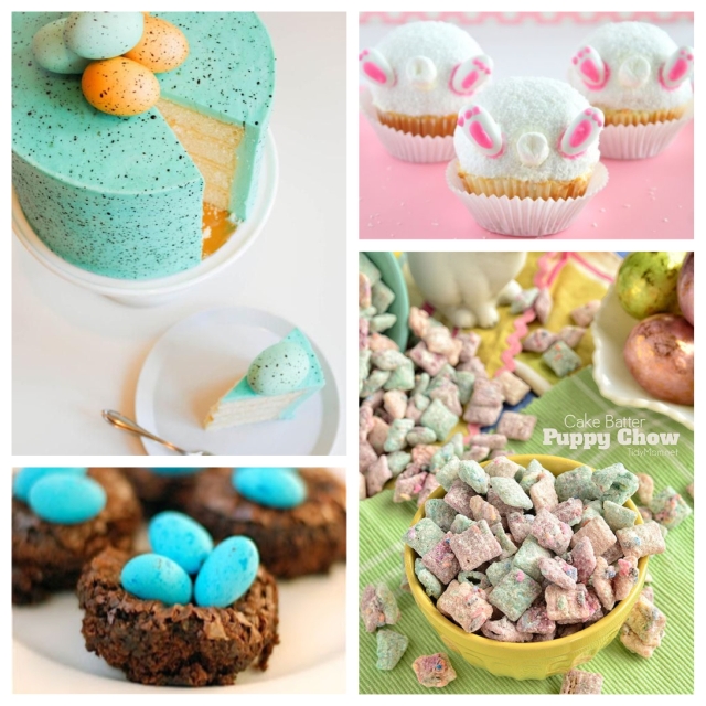 food, dessert, recipe, cooking, baking, dessert recipe, sweets, sweets recipe, easter, easter dessert, easter dessert recipe, easter sweets recipe, easter candy, easter cookies, easter cake, easter chocolates, vanilla cake, easter bunny cupcakes, puppy chow, trail mix, cake batter puppy chow, brownies, easter brownies